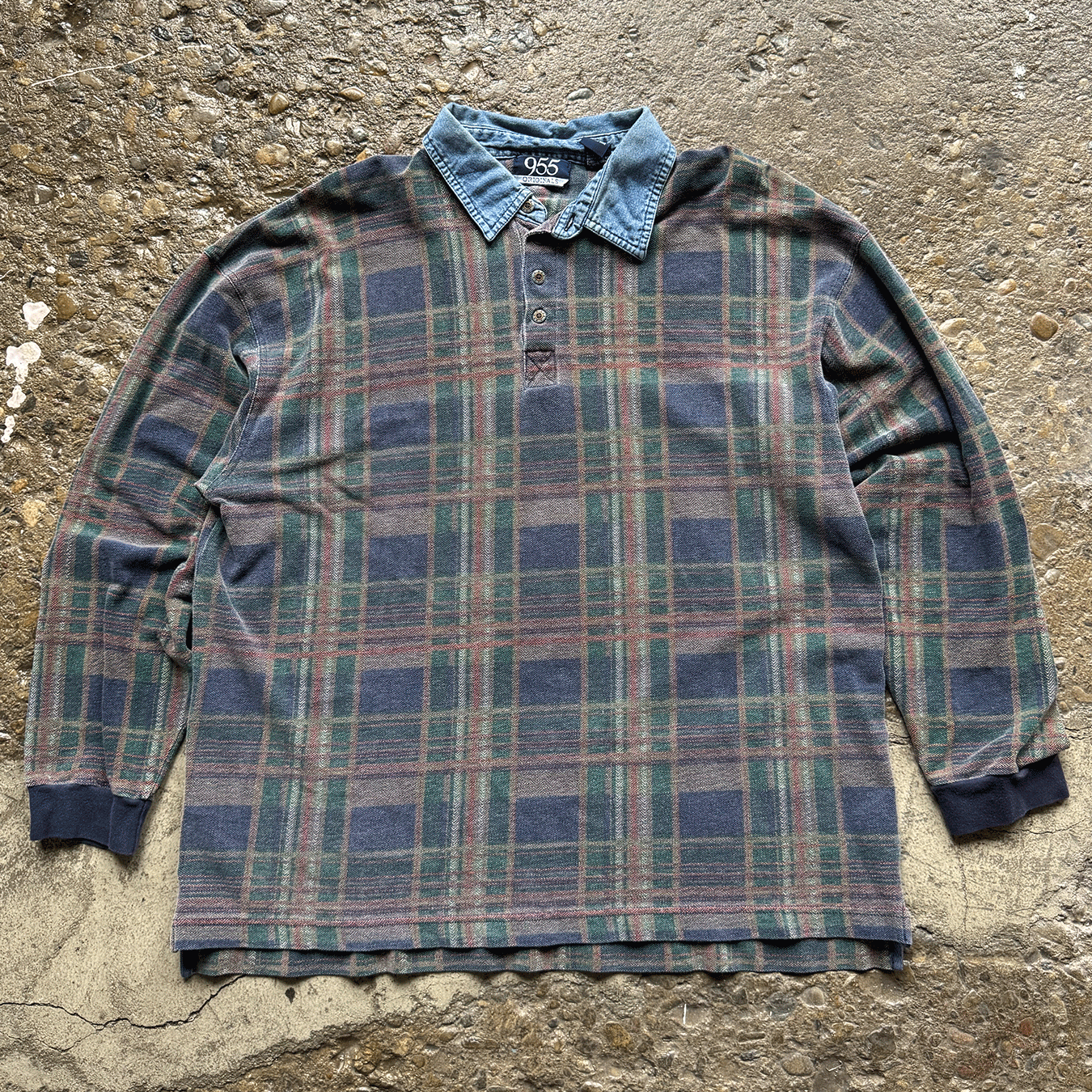 Plaid Long Sleeve Polo
