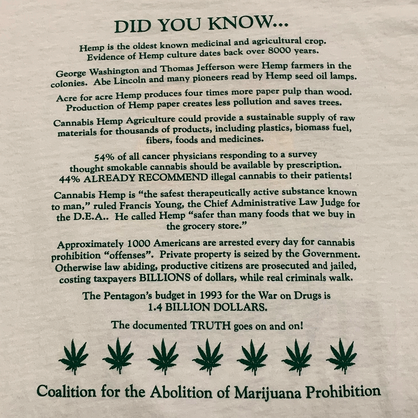 The Fourth Great Atlanta Pot Festival Tee, 1993